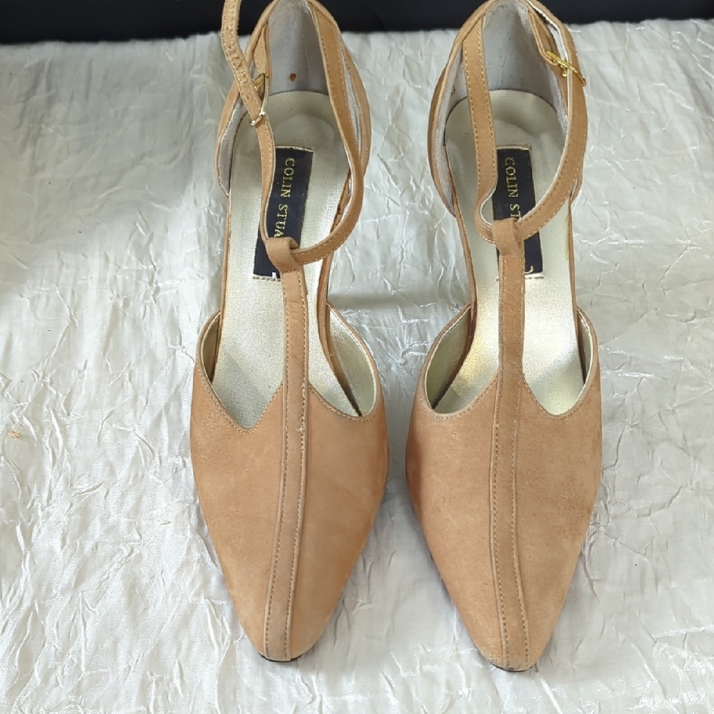 Colin Stuart Camel Suede Heels